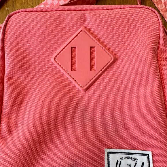 HERSCHEL SUPPLY CO. Pink Heritage Crossbody Bag With Checker Strap Tea Rose HTF - Picture 5 of 11